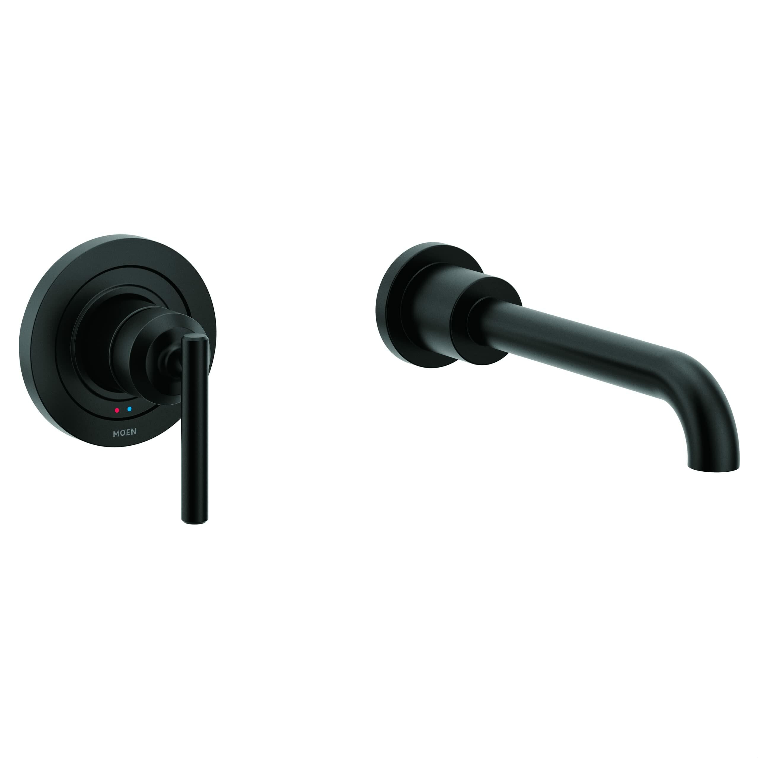 MOEN Gibson WT961BL Single Handle Wall Mount Tub Filler High Flow Tub Faucet with 10" Spout Reach in Matte Black