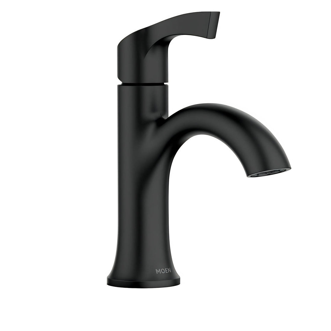 Korek Single 84466BL Hole Single-Handle Bathroom Faucet with Drain Kit Included in Matte Black