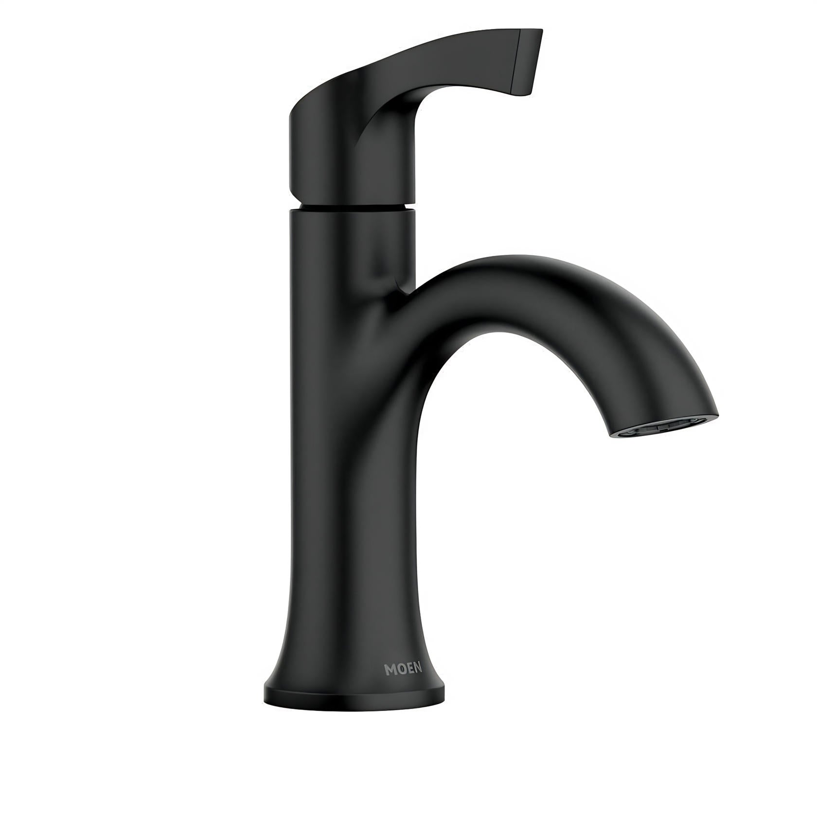 Korek Single 84466BL Hole Single-Handle Bathroom Faucet with Drain Kit Included in Matte Black