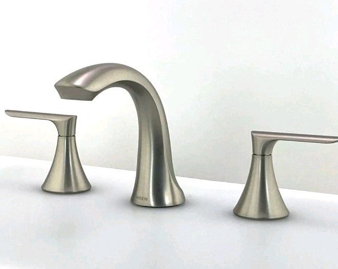 MOEN Findlay 84517SRN Widespread 2-Handle Bathroom Faucet in Spot Resist Brushed Nickel (Valve Included)