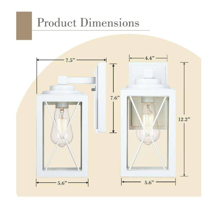 White Outdoor Hardwired Wall Lantern Scone with Clear Glass Shade No Bulbs Included - Like New