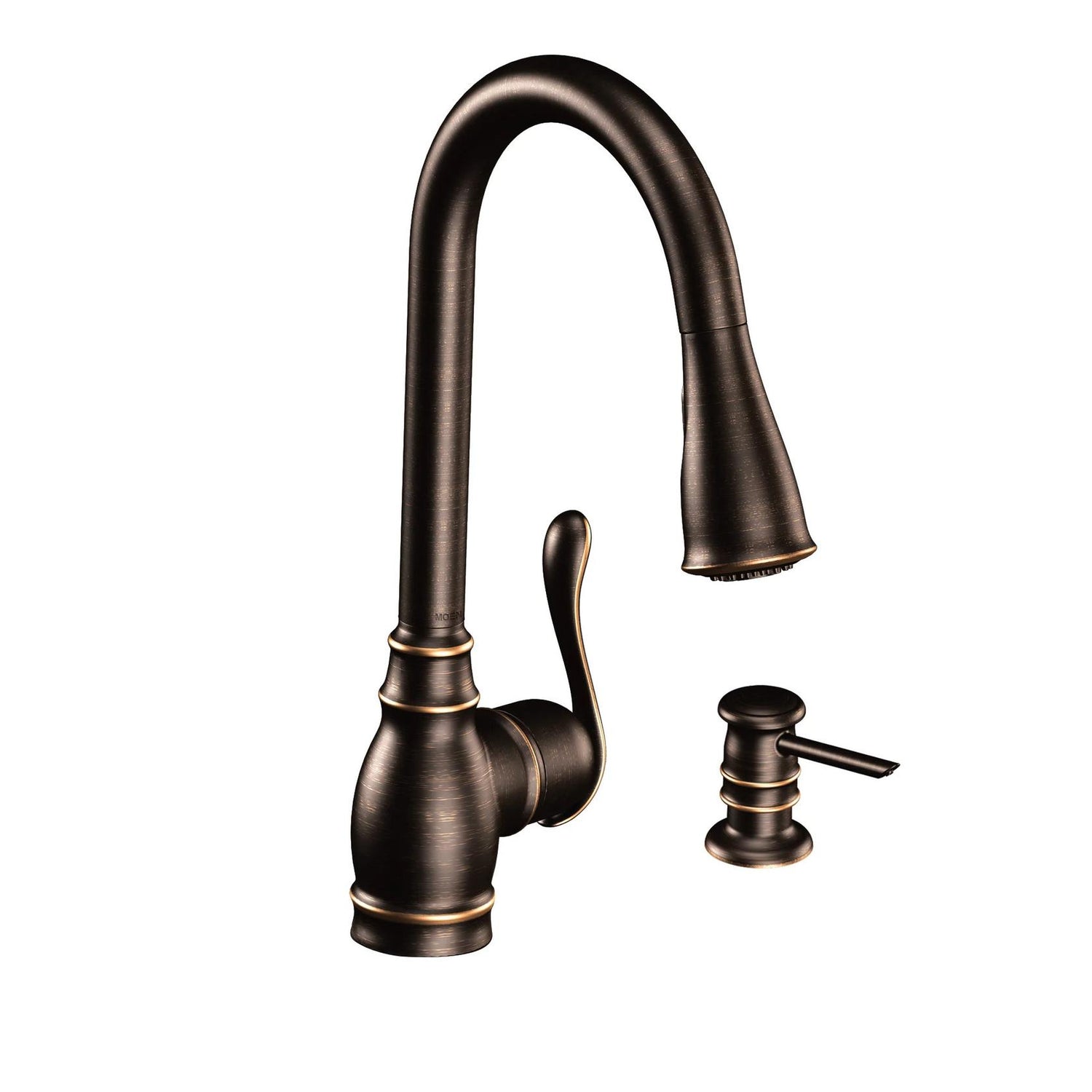 MOEN Anabelle CA87003BRB Single Handle Kitchen Faucet with Pullout Spray in Mediterranean Bronze