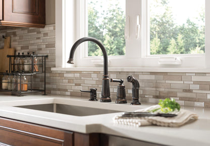 MOEN Edison 87042BRB Single Handle Deck Mount Standard Kitchen Faucet in Mediterranean Bronze