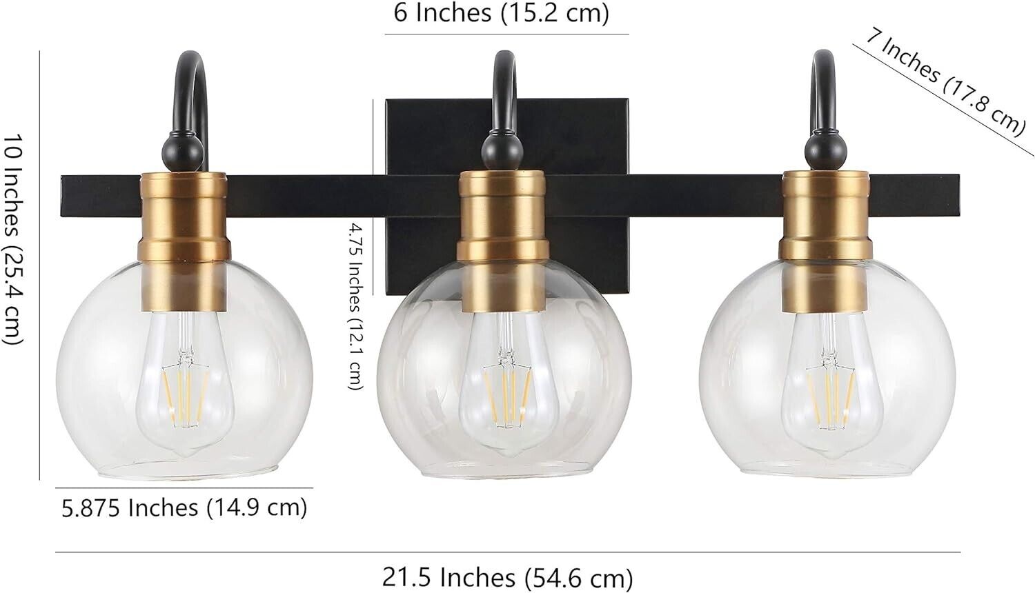 JONATHAN Y JYL3528A Marais 21.5" 3-Light Iron/Glass Rustic Vintage LED Vanity - Like New