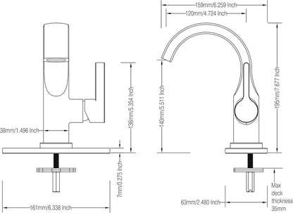 Solid Brass Widespread Bathroom Faucet with CUPC Water Lines and Drain - Like New