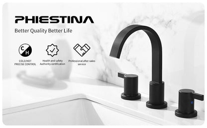 Phiestina 8 in. Waterfall Widespread Bathroom Faucet with Copper Drain and Valve - Like New