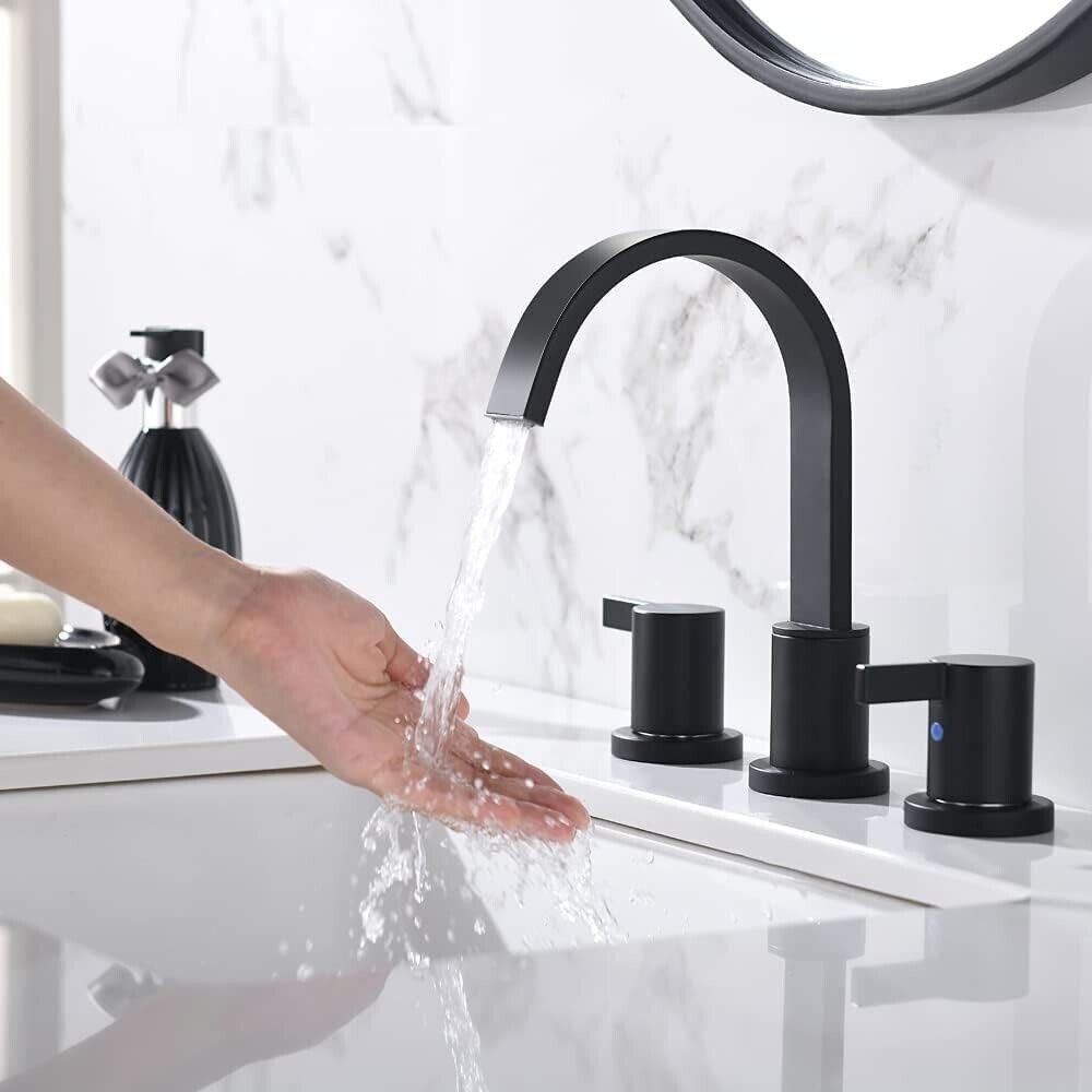 Phiestina 8 in. Waterfall Widespread Bathroom Faucet with Copper Drain and Valve - Like New