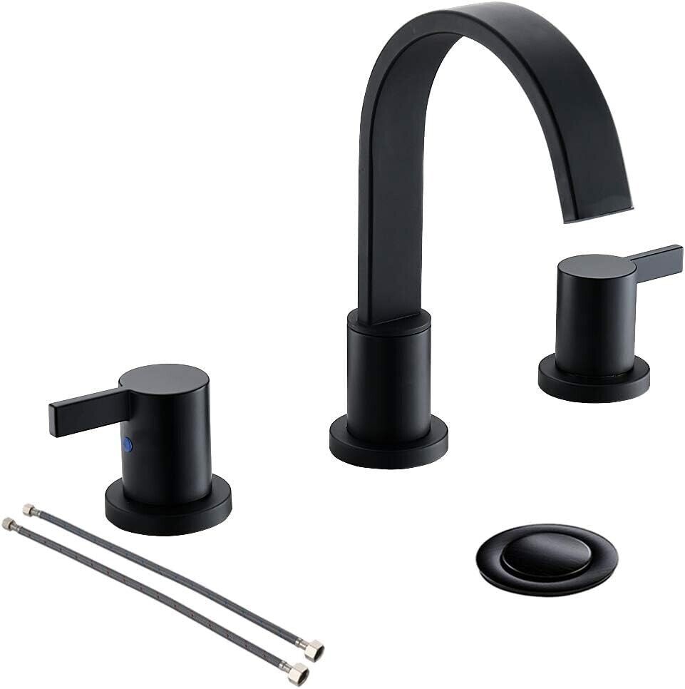 Phiestina 8 in. Waterfall Widespread Bathroom Faucet with Copper Drain and Valve - Like New