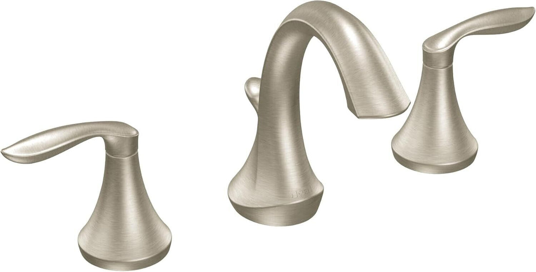 MOEN Eva T6420BN Widespread 2-Handle High-Arc Bathroom Faucet in Brushed Nickel (Valve Not Included)