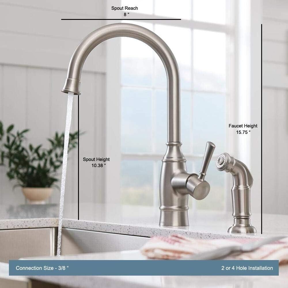 Moen Kitchen Faucet Single-Handle Side Sprayer Spot-Resistant Stainless