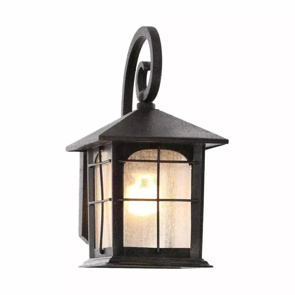 Home Decorators Outdoor Wall Lantern Sconce 12.75" Aged Iron 1-Light Hardwired - Like New