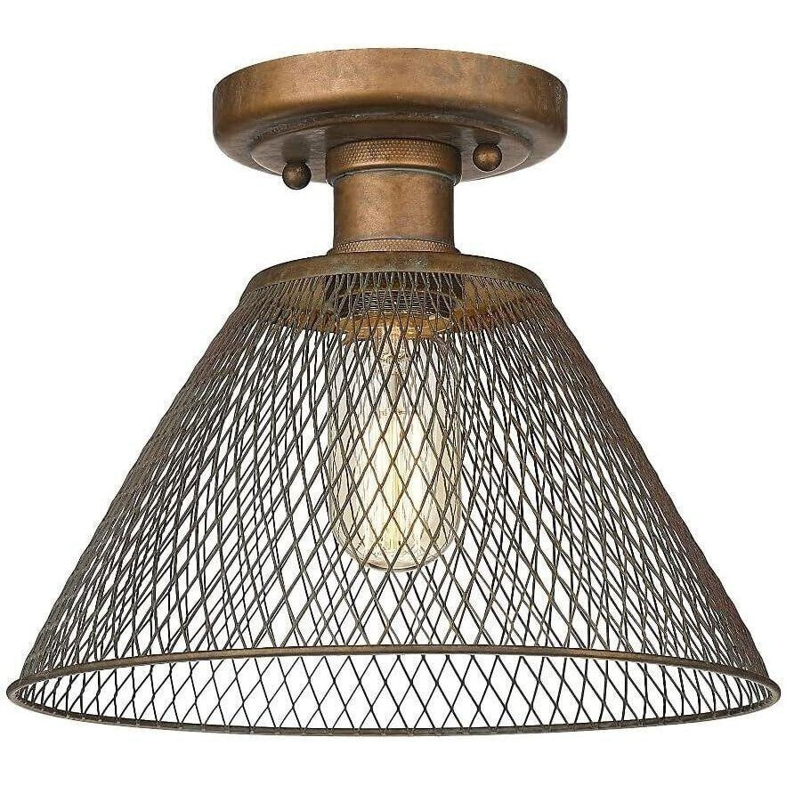 Golden Lighting 0304-SF Carver 10"W Semi-Flush Ceiling Fixture - Copper