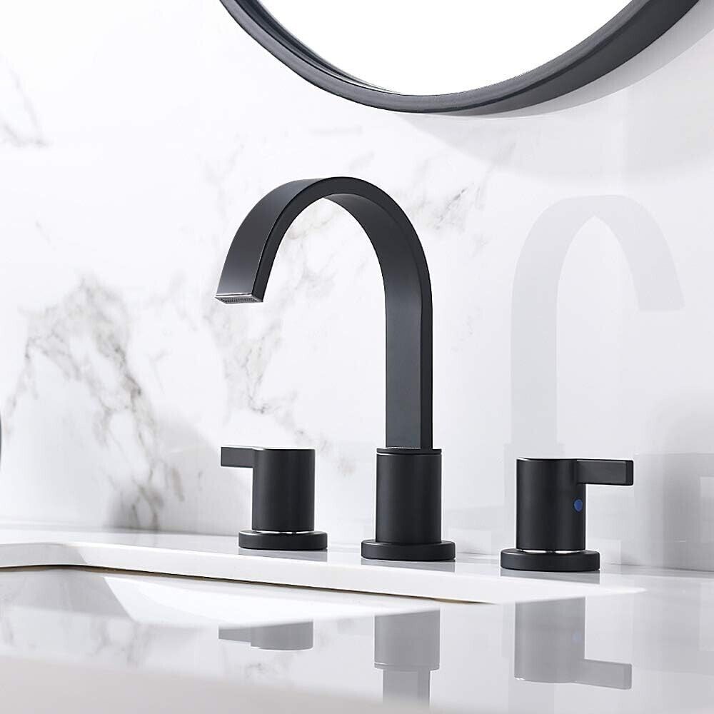 Phiestina 8 in. Waterfall Widespread Bathroom Faucet with Copper Drain and Valve - Like New