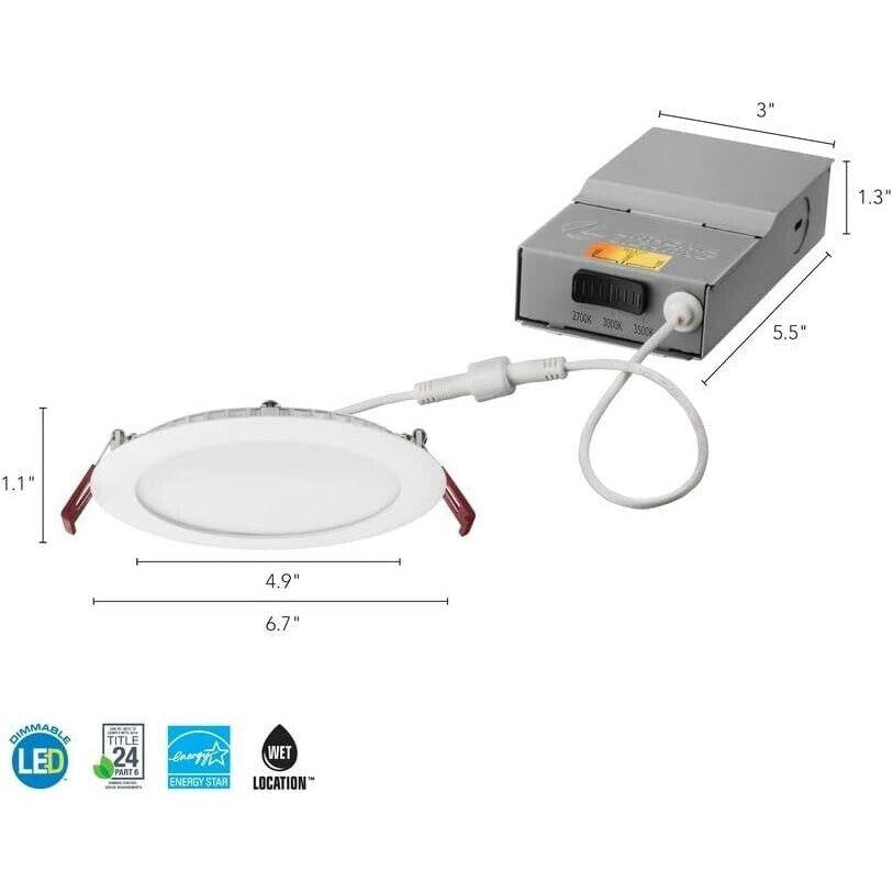 Lithonia Lighting WF6LED 27K30K35K 90CRI MW M6 6" LED Wafer Light, Selectable
