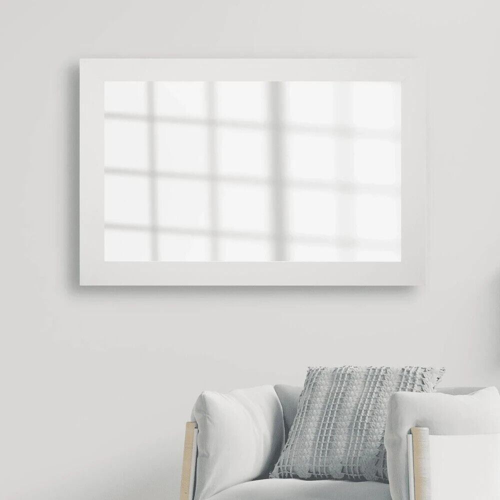 Frame My Mirror White Framed Mirror, 36" x 24" Mirror for Bathroom, Wood Frame - Like New