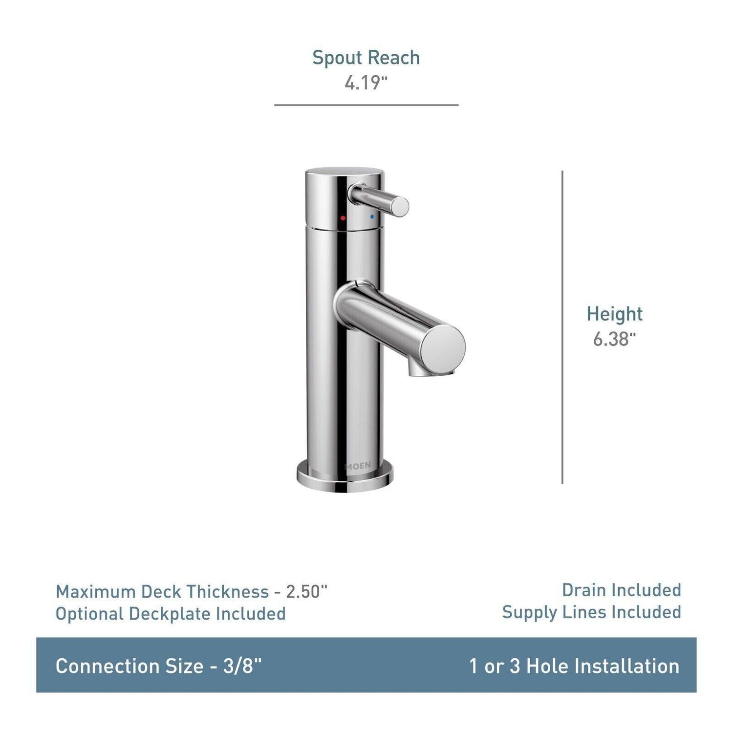 MOEN Align 6190BN One Handle Single Hole Bathroom Faucet in Brushed Nickel