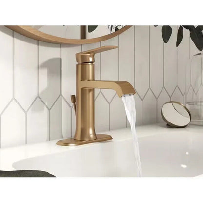MOEN Genta WS84760BZG Single Handle Bathroom Faucet in Bronzed Gold