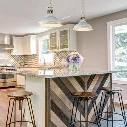 Golden Lighting Kinsley 14" Rustic Aged Galvanized Steel Pendant Steel Teal - Like New