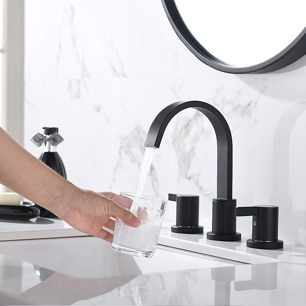 Phiestina 8 in. Waterfall Widespread Bathroom Faucet with Copper Drain and Valve - Like New