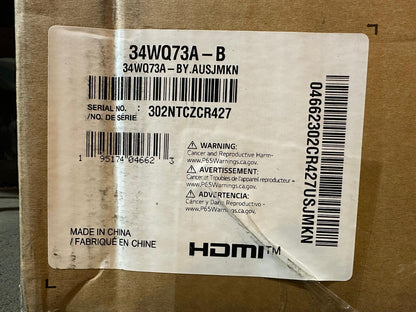 LG 34WQ73A-B 34" Curved UltraWide QHD IPS HDR10 Built-in KVM Monitor - Very Good