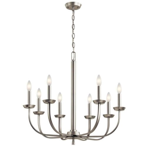 Kichler 52388NI Kennewick Chandelier, 8-Light 480 Total Watts, Brushed Nickel - Like New
