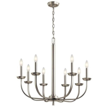 Kichler 52388NI Kennewick Chandelier, 8-Light 480 Total Watts, Brushed Nickel - Like New