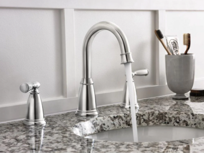 MOEN Banbury 84947 Widespread Double Handle High-Arc Bathroom Faucet in Chrome (Valve Included)
