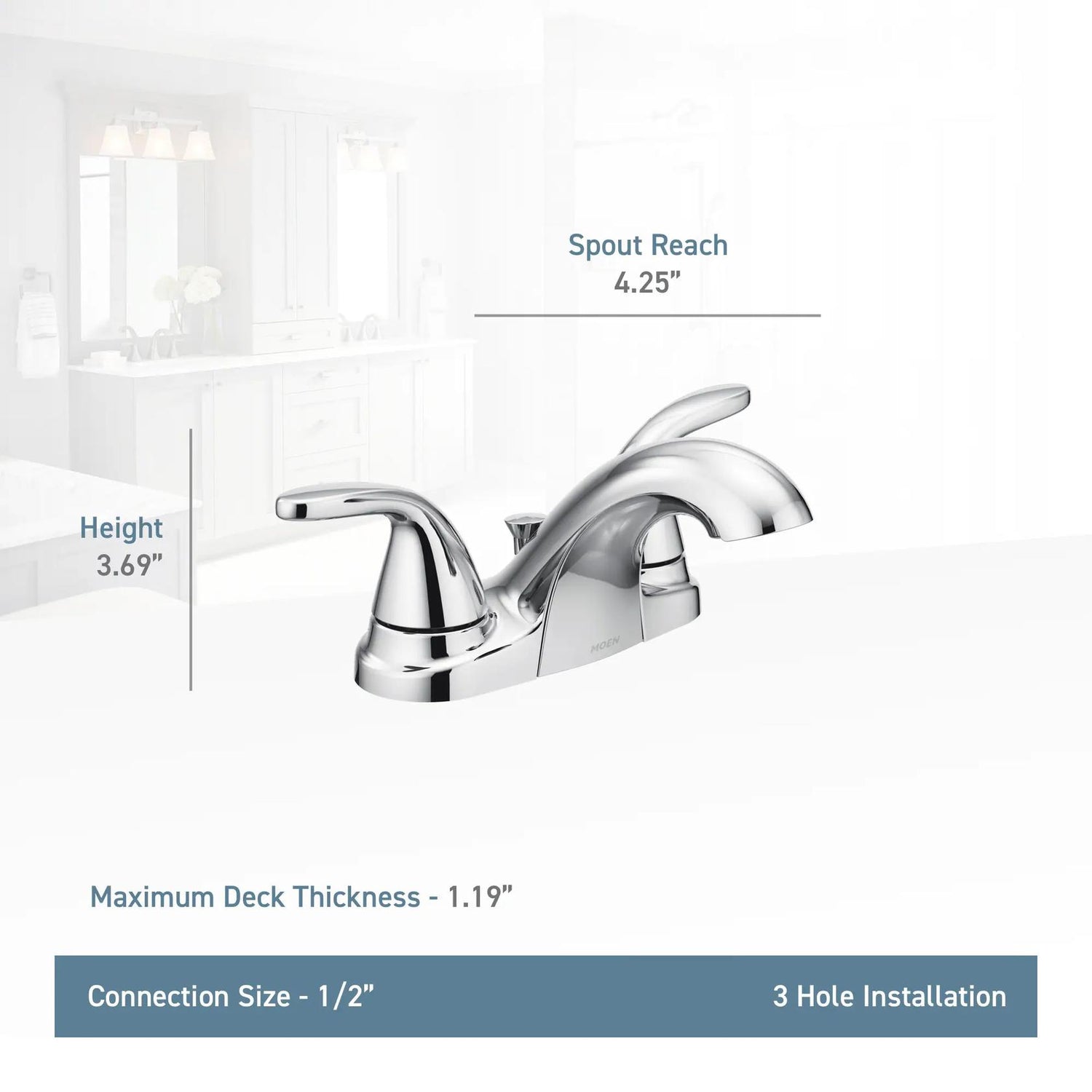 MOEN Adler 84603 Centerset Two Handle Low-Arc Bathroom Faucet in Chrome