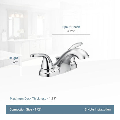 MOEN Adler 84603 Centerset Two Handle Low-Arc Bathroom Faucet in Chrome