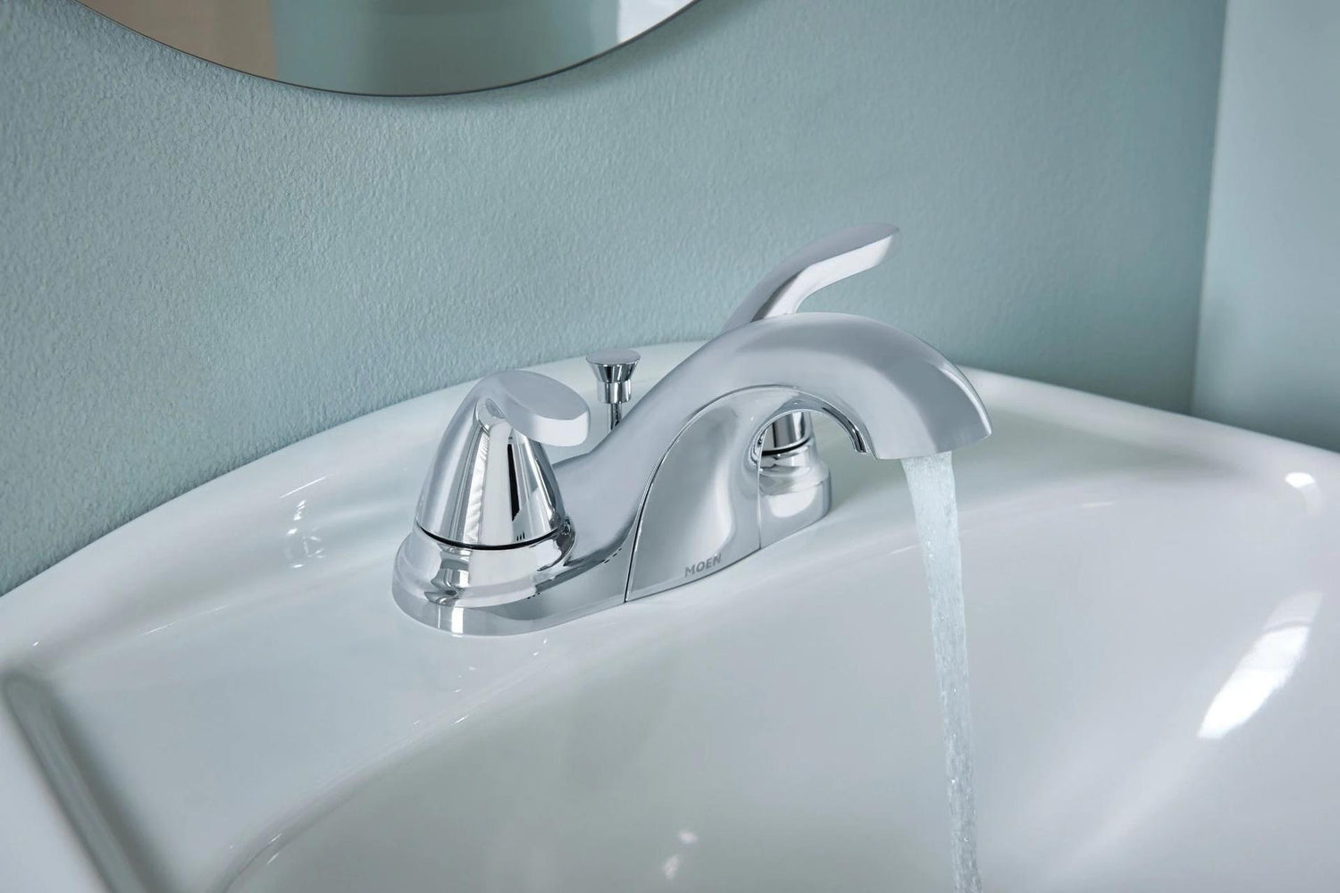 MOEN Adler 84603 Centerset Two Handle Low-Arc Bathroom Faucet in Chrome