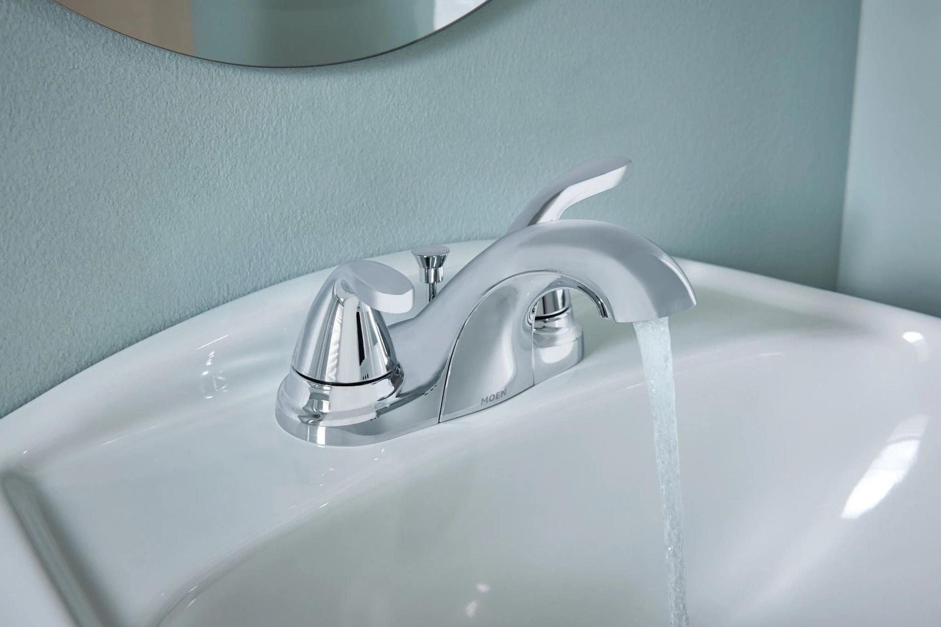 MOEN Adler 84603 Centerset Two Handle Low-Arc Bathroom Faucet in Chrome
