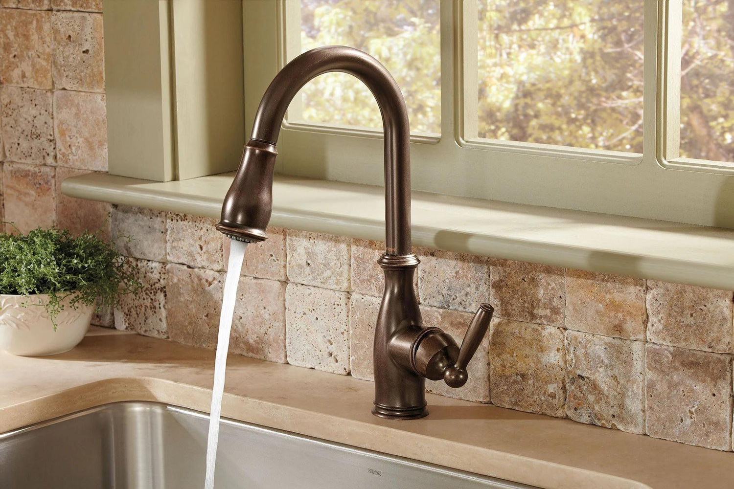 MOEN Brantford 7185ORB Single-Handle Pull-Down Sprayer Kitchen Faucet with Reflex and Power Boost in Oil Rubbed Bronze