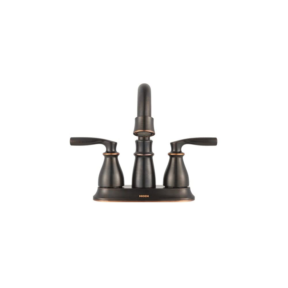 MOEN Hilliard 84537BRB Two-Handle 4-Inch Centerset Bathroom Faucet in Mediterranean Bronze (Drain Included)