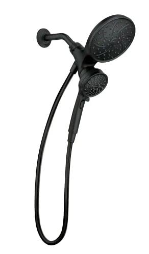 MOEN Magnetix 6-Spray Patterns with 1.75 GPM 6.75 in. Wall Mount Dual Shower Heads and Handheld in Matte Black