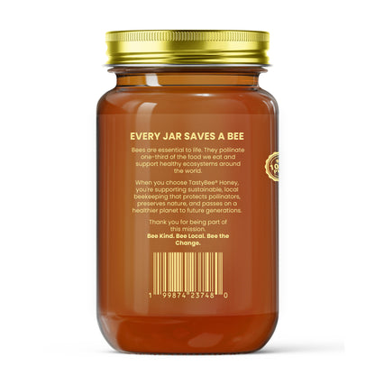 TastyBee 100% Raw Wildflower Honey – Pure, Unfiltered Local Virginia Honey – Hand Harvested, No Additives – Natural Sweetener for Tea, Coffee, Toast, Waffles, Pancakes and More – 27 Oz