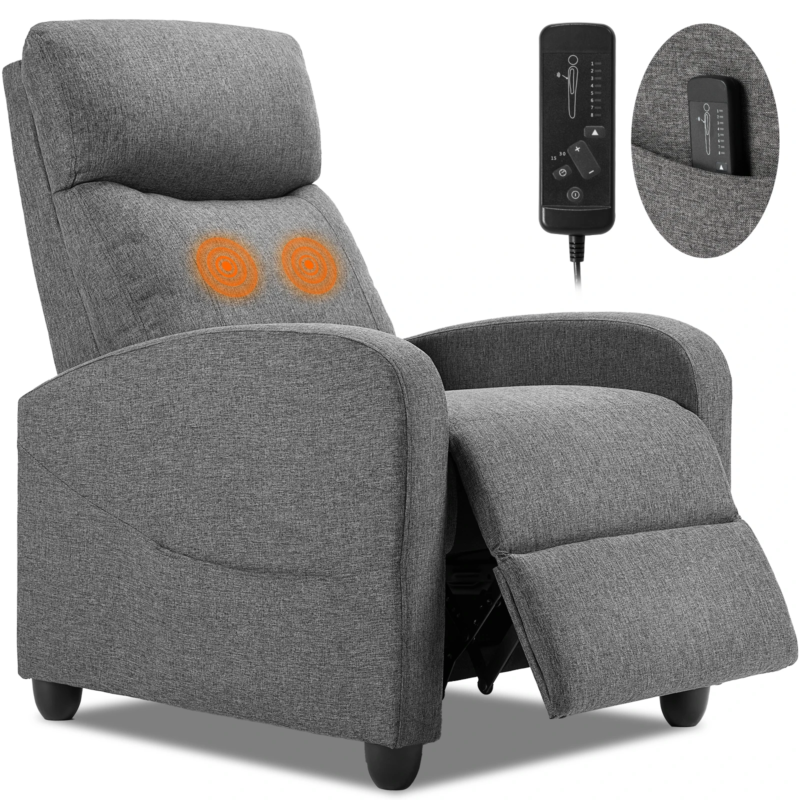 Recliner Chair Massage Sofa, Theater Seat, Lumbar Support, Adjustable Backrest