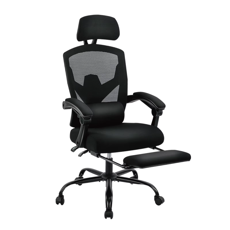 Ergonomic Reclining High-Back Mesh Chair, Rocking, Swivel, Lumbar Support Pillow