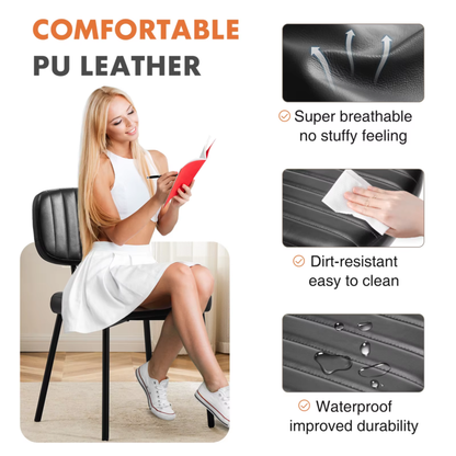 PU Leather Dining Chairs, Ergonomic Lumbar Support, Foam Cushion, Set of 2