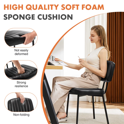 PU Leather Dining Chairs, Ergonomic Lumbar Support, Foam Cushion, Set of 2