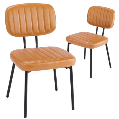 PU Leather Dining Chairs, Ergonomic Lumbar Support, Foam Cushion, Set of 2