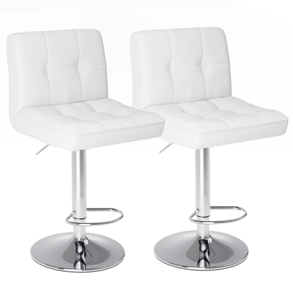 PU Leather Bar Stools, Upholstered Counter Height Stool with Backrest, Set of 2