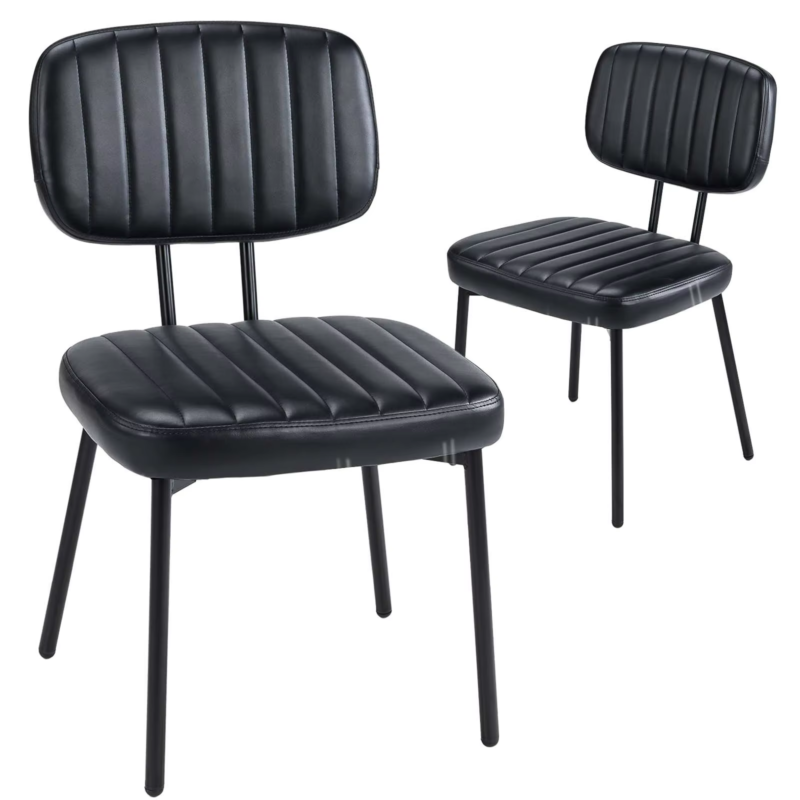 PU Leather Dining Chairs, Ergonomic Lumbar Support, Foam Cushion, Set of 2