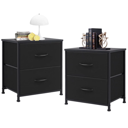 Living Room Cabinet, Fabric Drawers, Nightstand Table, Closet Storage, Set of 2