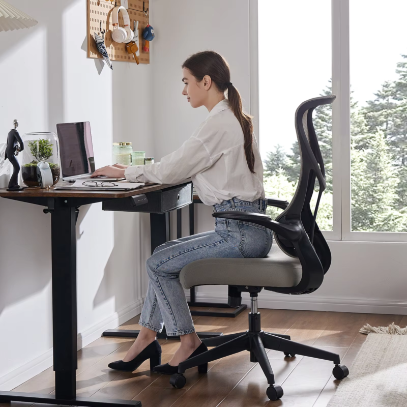 Ergonomic Mesh Office Chair, Lumbar Support, High Back, Swivel, Flip-Up Arms