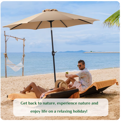 Outdoor Patio Umbrella, UV Protection, Sturdy Structure, All Weather for Backyard, Beach