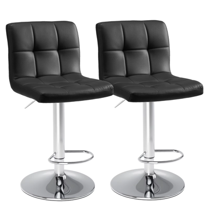 PU Leather Bar Stools, Upholstered Counter Height Stool with Backrest, Set of 2