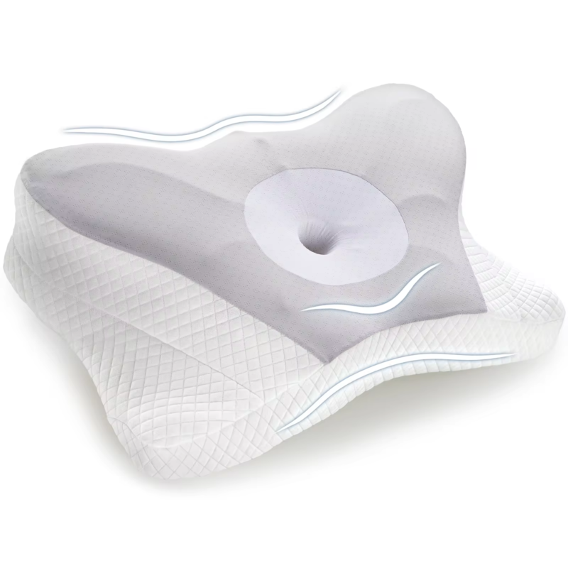Ergonomic Cervical Neck Pillow for Pain Relief, Memory Foam Cooling Pillowcase