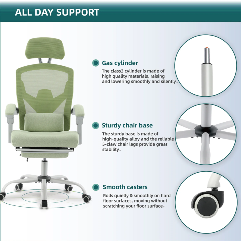 Ergonomic Reclining High-Back Mesh Chair, Rocking, Swivel, Lumbar Support Pillow