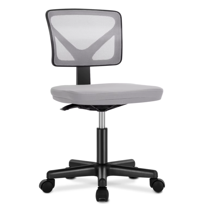 Mesh Office Chair with Lumbar Support, Armless, Adjustable Height, 360° Swivel