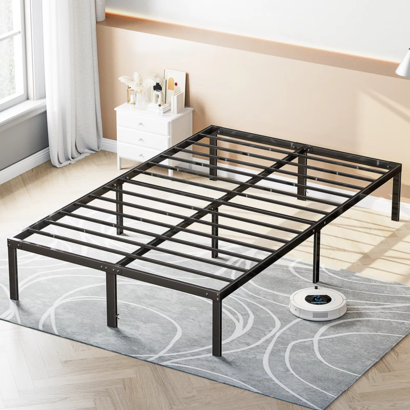 Metal Bed Frame, Platform Bedroom Frame with Storage, Steel Slat Support 350lbs